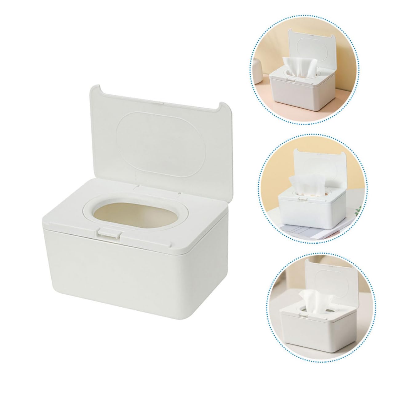 ERINGOGO 2 Boîtes à Lingettes pour Bébé en Plastique Blanc, Réutilisables et Portables, pour Salon et Intérieur, Couvercle Hermétique, Lot Pratique