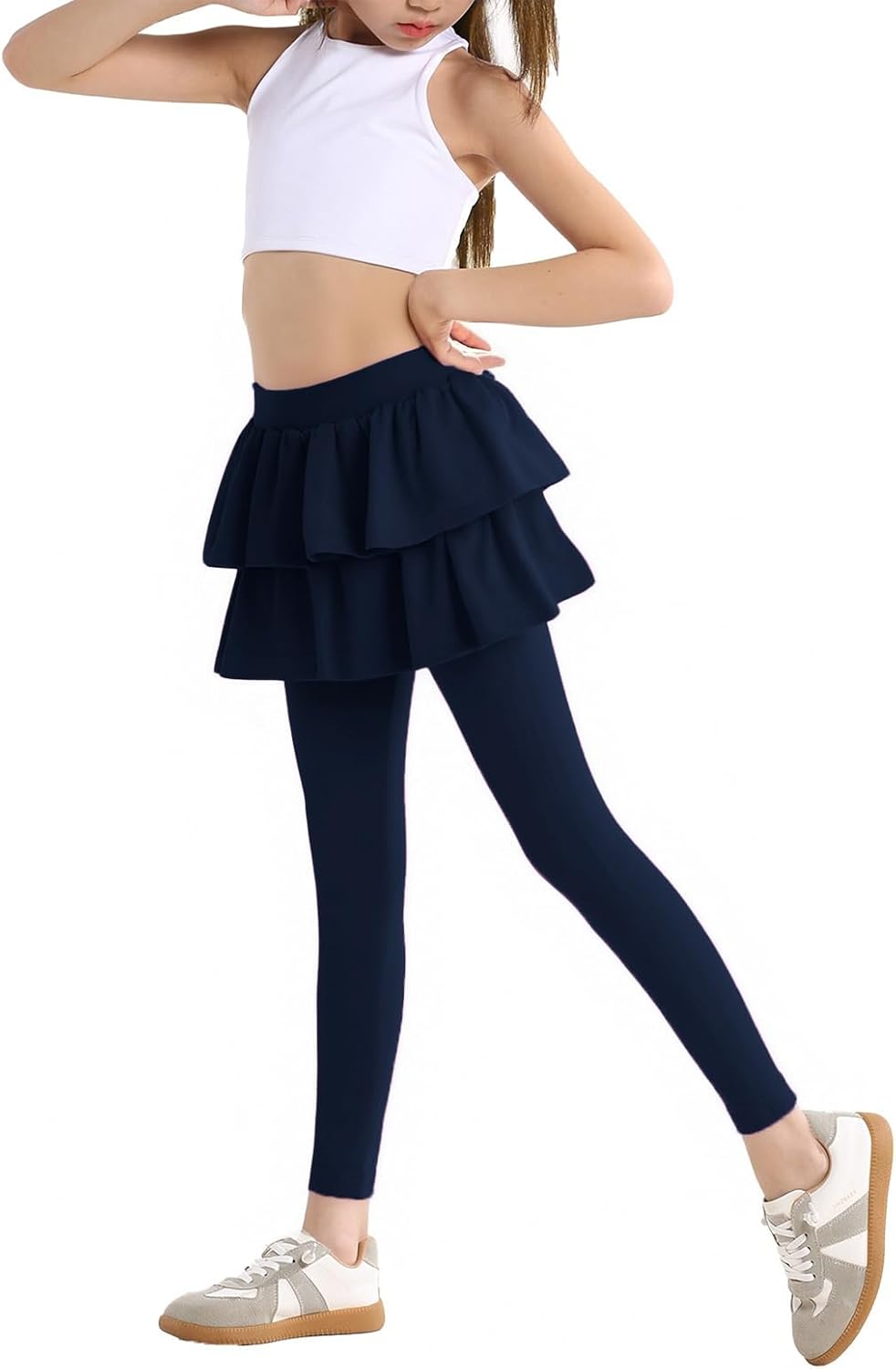 Skirt Leggings for Girls School Uniform, Pants for Girls Kids Toddler Ruffle Skirt Pull On Warm Clothes - Image 3