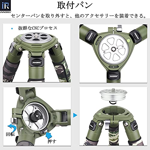 INNOREL RT90CG カメラ用三脚 カーボンファイバー プロ三脚 緑迷彩 超大型三脚スタンド 耐荷重40KG 四段伸縮 10-200MM 40/36/32.5/29MMパイプ径 75MMボールアダプター レッグウォーマー付き 鳥観・野外・動物・星空・雪山 トラベル/俯瞰/運動会/ビデオ撮影/プロジェクター 一眼レフ デジタル DSLR 三脚 安定性 耐用性（RT90CG+BL75Nキット）