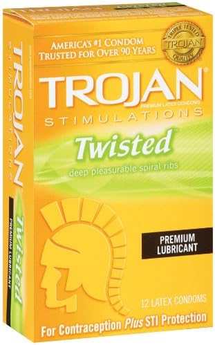 Trojan Condom Stimulations Twisted Pleasure Lubricated, 12 Count