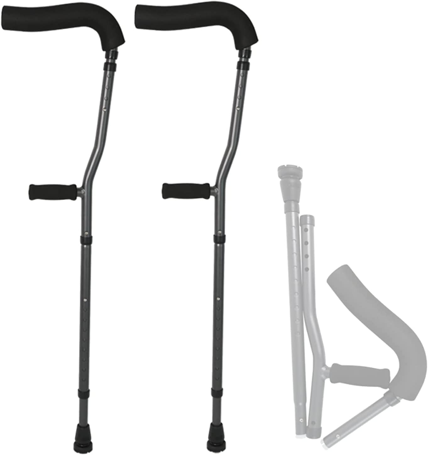 Crutches for Adults Underarm Height Adjustable Axillary Crutch, F Type Folding Crutch for Adults Elderly Disabled Postoperative Recovery