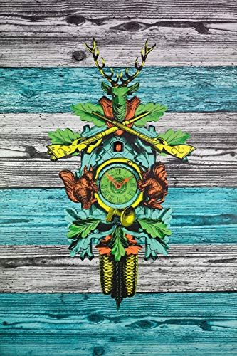 von Eble Uhren-Park Kuckucksuhr Original Schwarzwälder Kuckuckuhr Echtholz mechanisches 8-Tage Laufwerk NEU VDs Zertifikat Romba -Echte Kuckucksuhr als Wandbild 90cm Türkis- AL37-BL Cover