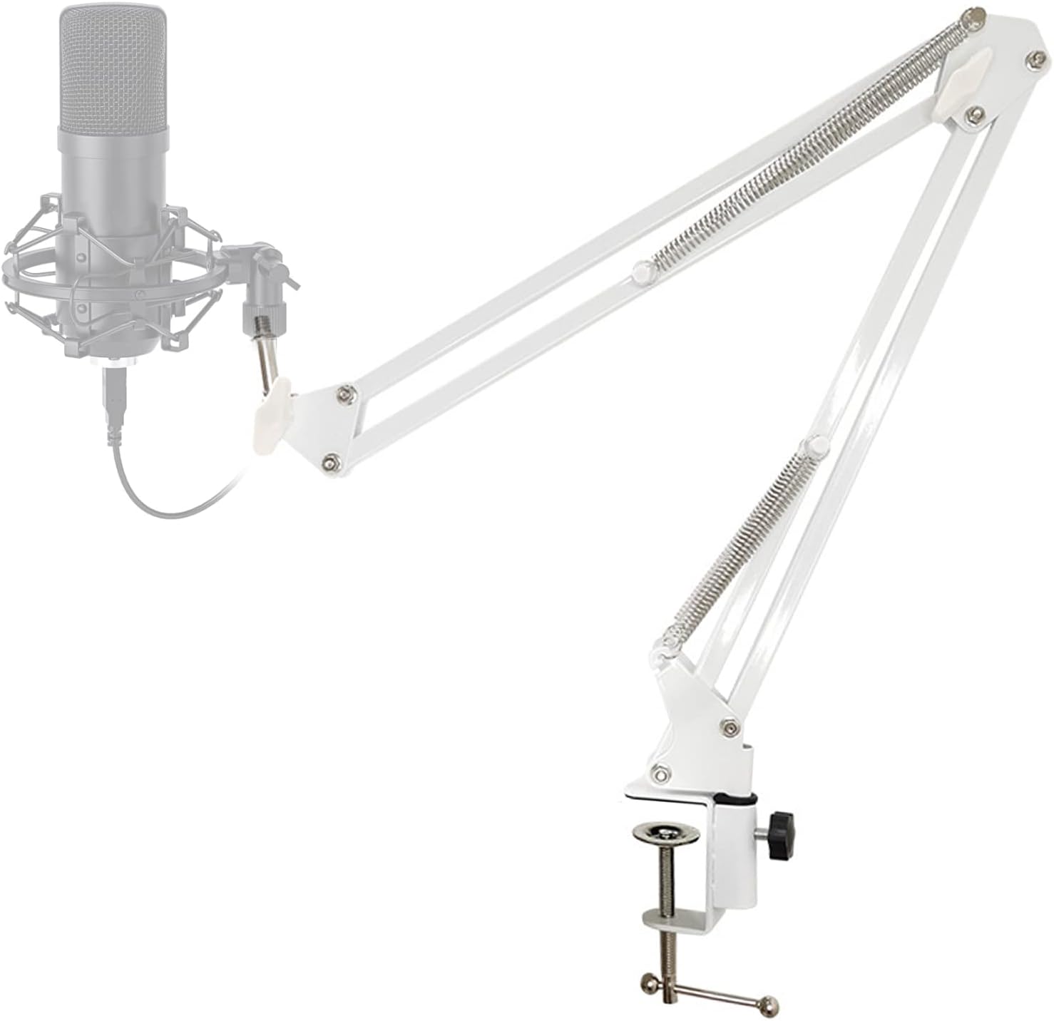 Beauenty Boom Arm Scissor Mic Stand, Adjustable Suspension Boom Scissor Mic Stand with Table