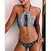 Canserin Women's Bikini Set, Womens Print Bandage Two-Piece Bikini Swimsuit Beachwear (S, Black)