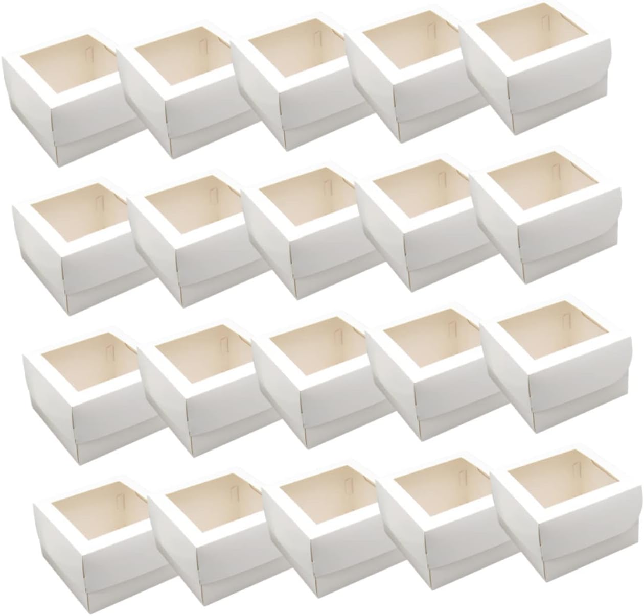 20pcs Cake Boxes with Window Food-grade Bakery Containers for Cookies Muffins and Pastries for Parties Catering and Giving