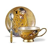 Panbado Kaffee Set aus Fine Bone China Porzellan, mit 200 ml Kaffeetasse, Untertasse und Löffel