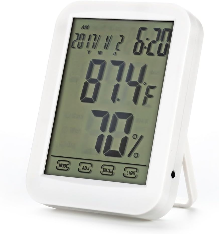 Home Office Touch Screen Electronic Temperature and Humidity Meter Night Light Clock Digital Thermometer