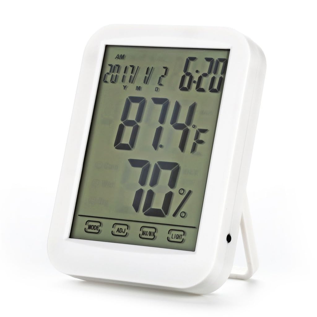 Misuratore Elettronico Di Temperatura E Umidità Touch Screen For Home Office, Termometro Digitale Con Orologio Luce Notturna