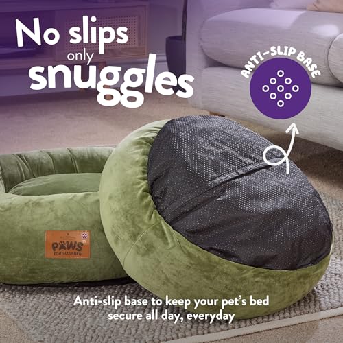Slumberdown Donut XL Dog Bed (85 cm) - Soft, Supportive & Calming Nest for Puppy, Dogs & Cats | UK-Made, Washable, Non-Slip Base, Plush Cushioning Comfort in Green - Image 5