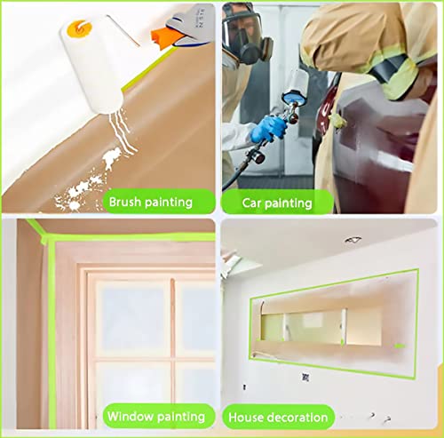 Pre-Taped Masking Paper,4 Pack Tape And Drape Painters Paper,Assorted Size Automotive Paint Masking Paper,Masking Paper For Painting Cars And Decoration Spray Paint ( Total 200 Ft Long 2 Size) #TOP3