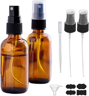 2oz Amber Glass Spray Bottles for Essential Oils, Hair, Skincare, Cleaning & Travel,2-Pack Small Empty Spray Bottle