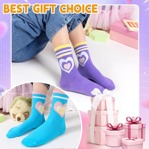 6 pairs of breathable mid tube socks, multi-color striped design, comfortable and elastic daily socks4