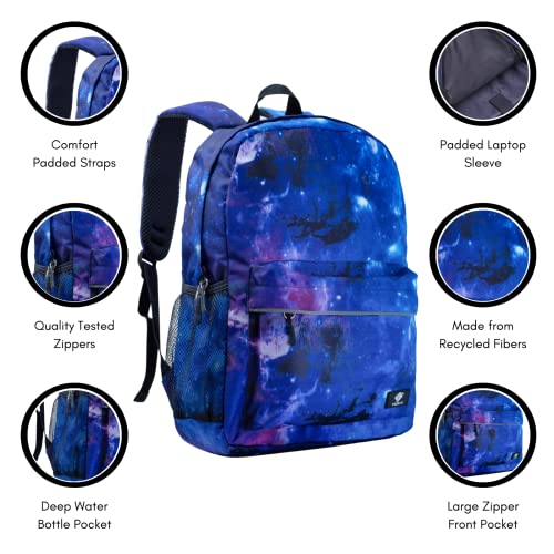 Fenrici Kids Backpack For Girls, Boys, Teens Recycled School Bag With Padded Laptop Compartment, Ideal For Everyday Use And Travel - 16 Inches, Galaxy Purple #TOP1