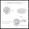 ORAZIO 925 Sterling Silver Stud Earrings for Women Men Round Simulated Diamond Halo Earrings Square Heart Cubic Zirconia Stud Earrings Dainty Bridal Earrings Jewelry for Brides Bridesmaids Wedding #1