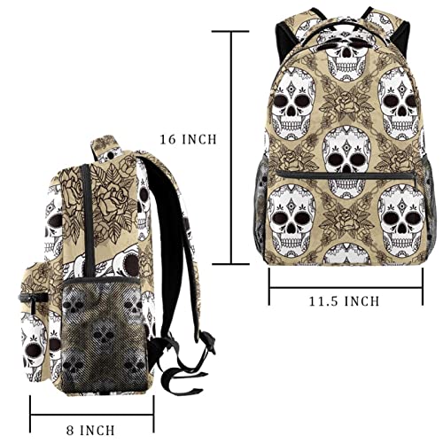 Sac à dos de voyage tête de mort blanc avec porte-bouteille - 2