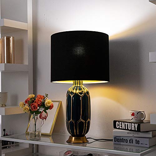 Wellmet 13"X13"X10" Lampshade Assembly Required For Table Lamp,Bedside Lamp,Floor Lamp,Fabric Drum Lampshade Mid-Century Modern Style,Spider Fitter,Black Gold #TOP4