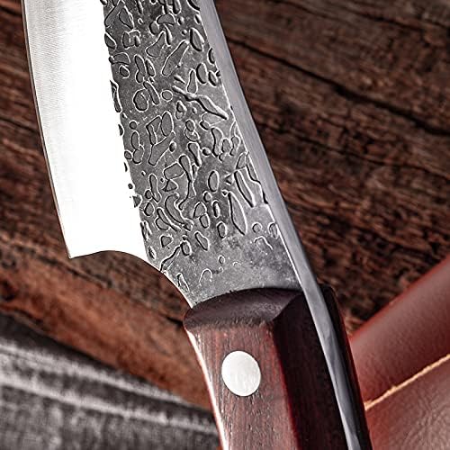 MAYiT Meat Cleaver Knife, Slaughter Skinning Boning Knives Set Professional Kitchen Butcher Cleaver Chef Fish Meat Cutting Cooking Knife & PU Sheath (Size : Rosewood Knife)