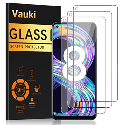 Vauki 3 kusy ochranné fólie pro Realme 8 4G/Realme 8 Pro, ochranné sklo 9H Tvrdost Full Screen Ultra HD Ochranná fólie na displej bez bublinek proti poškrábání Ultra-Klar Anti-Fingerprint 6,4