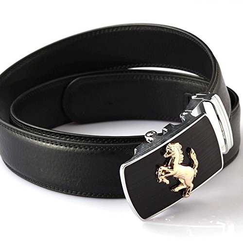 Fashion Men's Leather Belt Sliding Buckle Ratchet Belt Automatic Buckle Belt (130cm, PZD402502)
