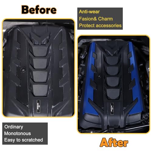 Image of CHEAYAR Engine Bay Panel Cover Compatible with Chevrolet Corvette C8 2020-2023, Engine Shroud Cover Panel Trims, C8 Accessories 2PCS (Engine Bay Trim - Blue)