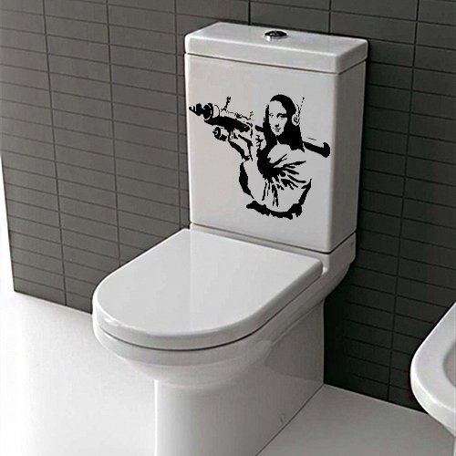AnOL(40 x 27 cm) Banksy Vinyl Wall Decal Mona Lisa/Mona Liisa Rocket Launcher Home Decor Sticker/Davinci Paint Street Art Graffiti Sign