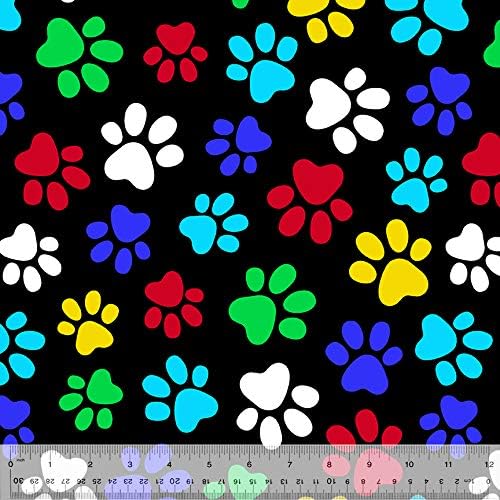 Paws in Color Anti-Pill Fleece Fabric by The Yard