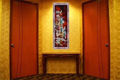 Original Batik Art Painting on Cotton Fabric, 'Mask' By Alim (45cm X 150cm)