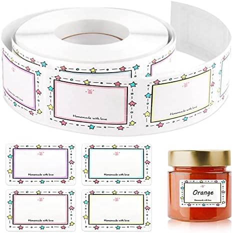 GNCLOUD 1 Roll/600 pcs Labels for Jars, Food Freezer Labels Self Adhesive Jam Jar Labels 50x30mm Sticky Labels Jar Stickers Labels for Kitchen Food Bottle Jams Containers