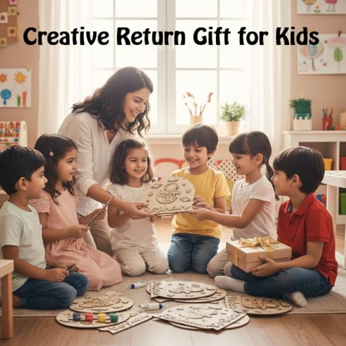Image of Varenyam Personalized Wooden Name Plate Painting Kit for Kids | DIY Name Plate Board | Creative Art & Craft Gift for Boys & Girls | Birthday Gifts, Return Gifts for Kids (D)
