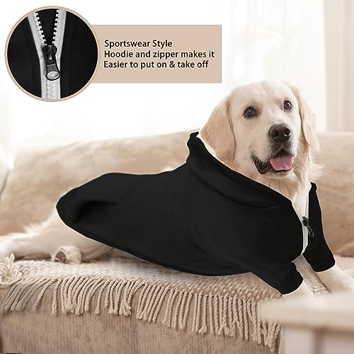 meioro Kapuzenpullis für Hunde Warme Reißverschluss Kapuzen Haustier Kleidung Pullover Hund Katze T-Shirt Niedlichen Haustier Hoodies Bekleidung französische Bulldogge Pug (XL, Alle Schwarz)