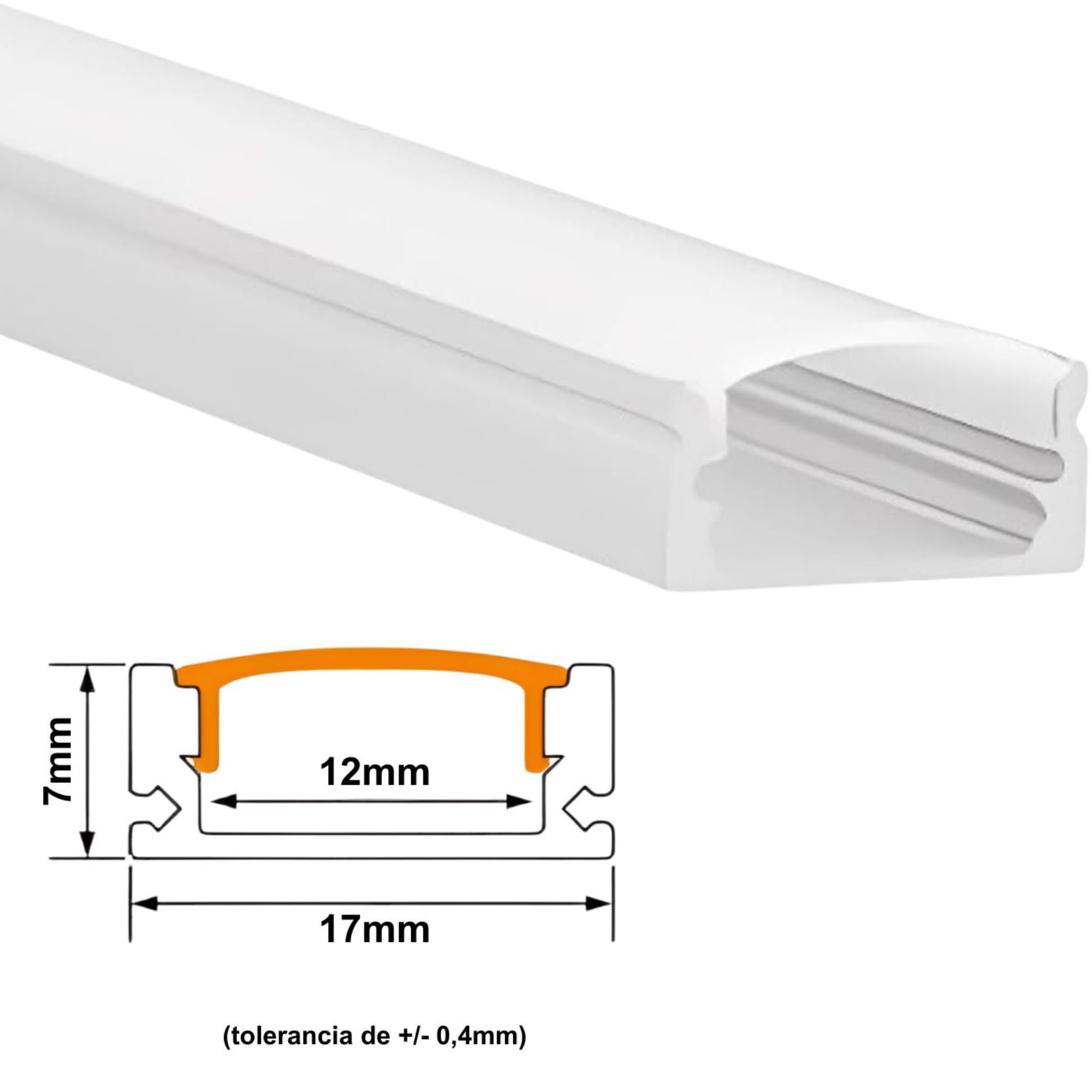 Jandei - Pack 6x Perfiles Aluminio 1 Metro Forma U para Colocación en Superficie de Tiras LED, Difusor Redondeado Blanco Semitransparente. Incluye Tapas Finales y Clips Montaje (Blanco)