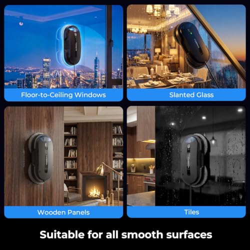 Image of Tosima X1 Window Cleaning Robot - Dual-Nozzle Ultrasonic Water Atomization, 85 ml Visible Water Tank, Automatic Window Cleaner for Large & Small Windows