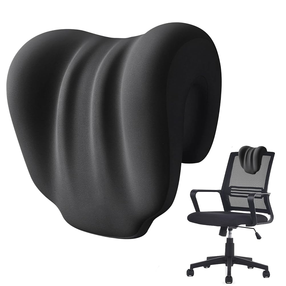 Ruioomeep Almohada cervical de espuma viscoelástica para silla de oficina para aviones, reposacabezas ergonómico para silla de escritorio, soporte cervical para sillones y sillas de jardín, color
