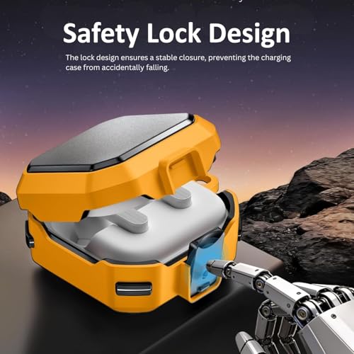 Image of Oboe Tough Case 'Compatible with' Samsung Galaxy Buds 4 & 4 Pro Case with Secure Lock Clip & Keyring (Yellow) [Buds & ChargingCase NOT Included]