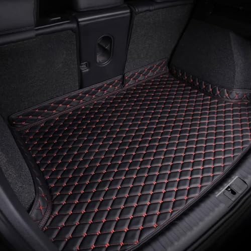 Car Trunk Mat for Opel Corsa (F) 2019-2023, Custom Cargo Mat Waterproof Anti-Slip All Weather Protection Leather Material Car Boot Liner,Black Red