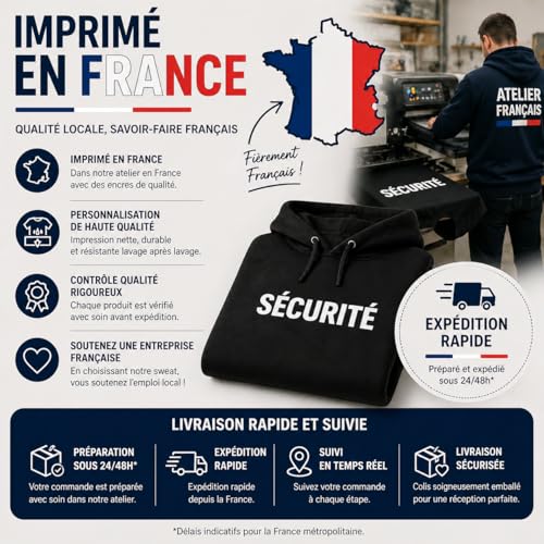 Canicaprice Sweat à Capuche Personnalisable Unisexe, Texte ou Logo, Impression DTF Haute Qualité, 260 g/m², XS à 4XL (FR/ES, Alpha/Lettres, 3TG, Taille Normale, Taille Normale, Noir) – vue 3