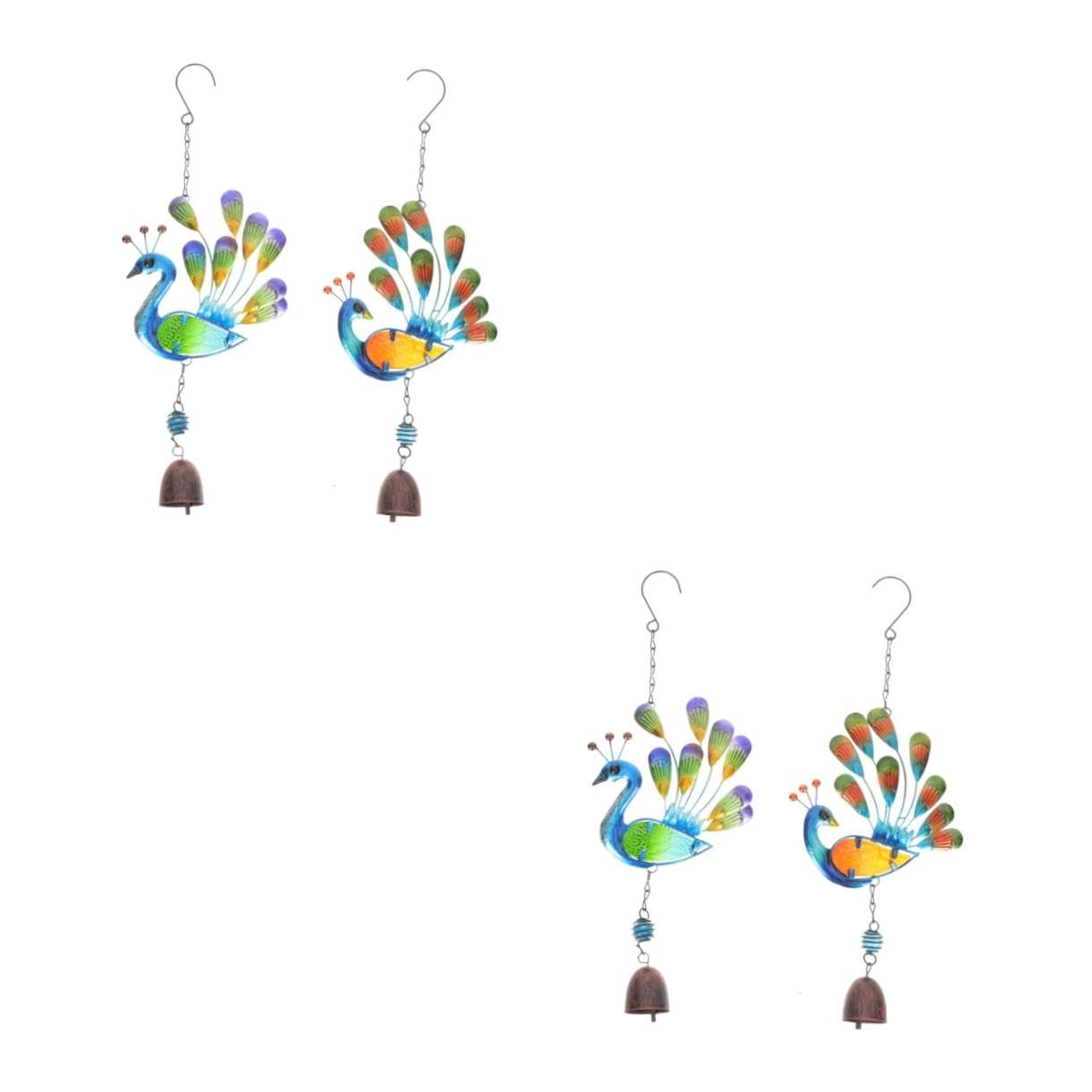 Pendentifs éoliens paon pour jardin et intérieur - Lot de 4 cloches colorées Toyvian