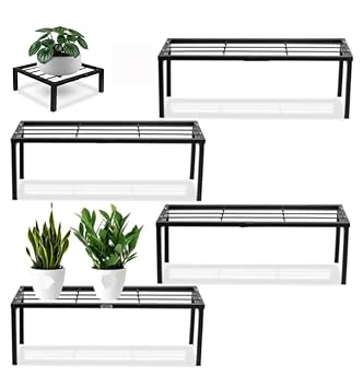 TRUPOT Set of 5 Plant Stand for Balcony & Living Room Capacity 120Kg- Pot Stand for Outdoor & Indoor Planters- Gamla,Flowerpot,Garden,for Balcony Decoration (Black - 24 Inch) - image, photos