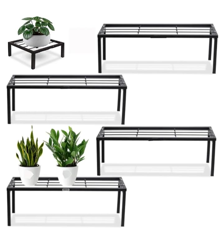 Image of Set of 5 Plant Stand for Balcony & Living Room Capacity 120Kg- Pot Stand for Outdoor & Indoor Planters- Gamla,Flowerpot,Garden,for Balcony Decoration (Black - 24 Inch)