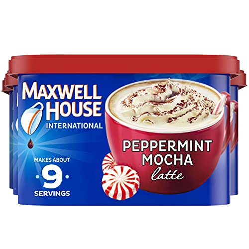 Maxwell House International Peppermint Mocha Latte Cafe Beverage Mix, 4 ct Pack, 7.1 oz Canisters