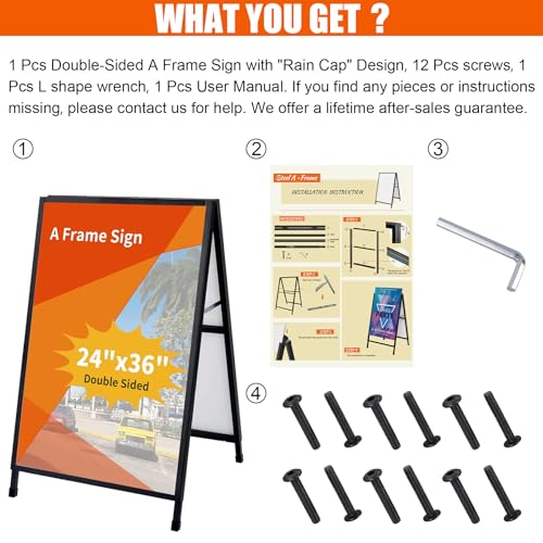 24 x 36 Inch A Frame Sign Double-Sided Folding Sandwich Board Heavy Duty Slide-in Sidewalk Signboard for Outdoor Street Advertising Poster - Thumbnail 3