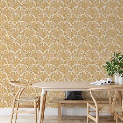 Tempaper x Novogratz Golden Mustard Feather Palm Removable Peel and Stick Wallpaper, 20.5 in X 16.5 ft, Made in The USA by Tempaper - Image 5