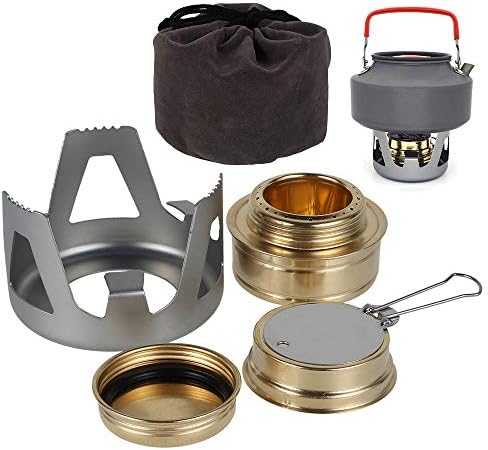 78Henstridge Mini Spirit Burner Windshield Alcohol Camping Stove Alloy Brass Lightweight Adjustable Temperature Alcohol Stove for Backpacking Hiking Outdoor, BBQ Cooking Picnic