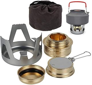 78Henstridge Mini Spirit Burner Windshield Alcohol Camping Stove Alloy Brass Lightweight Adjustable Temperature Alcohol Stove for Backpacking Hiking Outdoor, BBQ Cooking Picnic