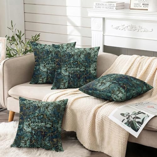 Image of ishro home Premium Cushion Cover 16 inch x 16 inch | Luxury European Mosha Fabric | Love at First Sight Designs | Hidden Zipper | Machine Washable, Non- Fading | (4, Shahi Marrakech, 16 x 16 Inches)