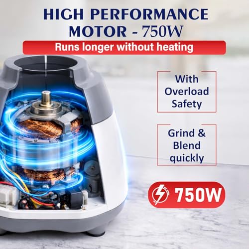 Image of Kanchan Tiago Plus Mixer Grinder 750 Watt|4 Multipurpose Jars(3 Stainless Steel + 1 Juicer)Blending, Grinding, Juicer mixer grinder for kitchen,Powerful motor with Overload Safety, ISI, 5 Yr Warranty