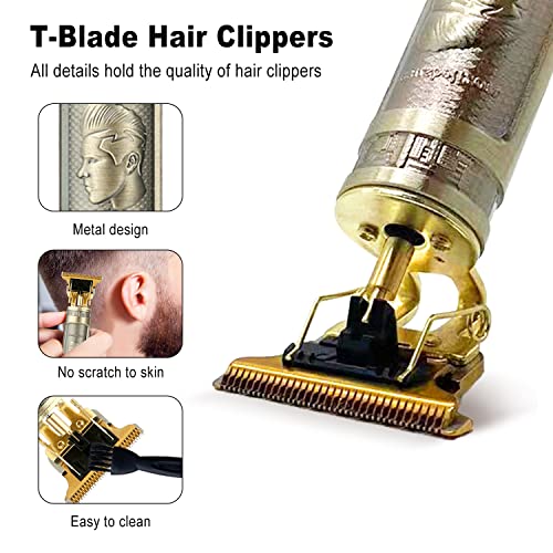 Cordless Hair & Beard Trimmer With 4 Guide Combs,Rechargeable T-Blade Hair Edgers Hair Clippers For Zero Gapped Haircut,Professional Electric Hair Trimmer Gifts For Men & Fathers Day(Bronze) #TOP2