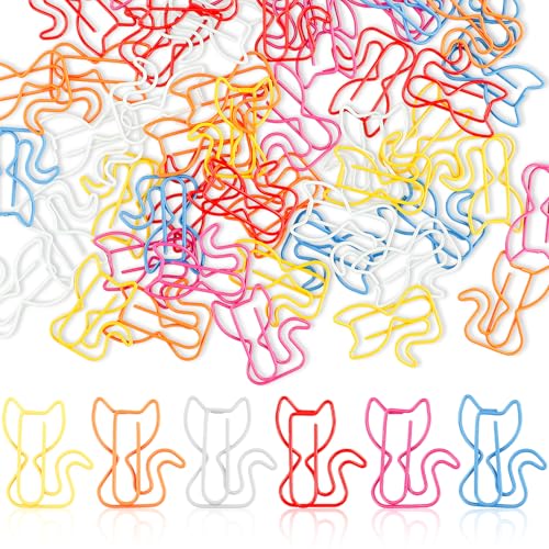 50 Stück Süße Büroklammern Bunt Büroklammern Herz katze klein Metall klammern,Bunte Tier-Lesezeichen-Clips für Dekorative Postkarten Büro Klassenzimmer