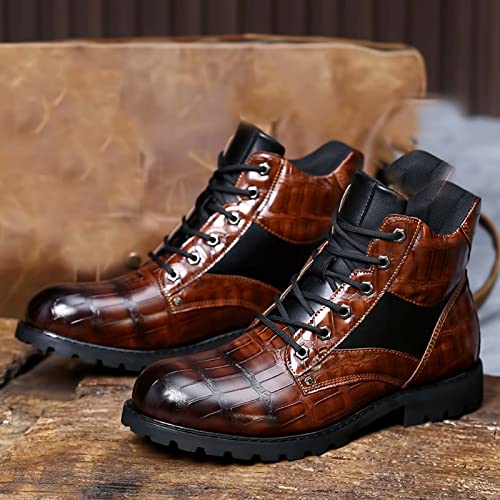 oiangi Vintage Imitation Leather Men's Boots Leather Shoes 2022 Fashion Men's Middle Top Boots Men3