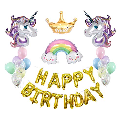 Sooair Globos de Unicornios para Cumpleaños,Decoraciones de Fiesta de Unicornio 2pcs Globos Unicornio para Partido Decorations Huge Latex Ballon Globos de Unicornios (Amarillo)